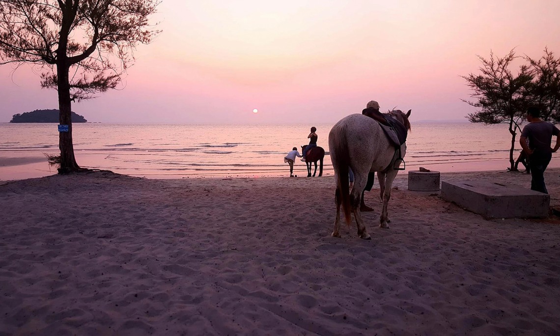Horseback riding by the sea in Sihanoukville, Cambodia
